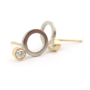 18ct white and yellow gold diamond contemporary earrings