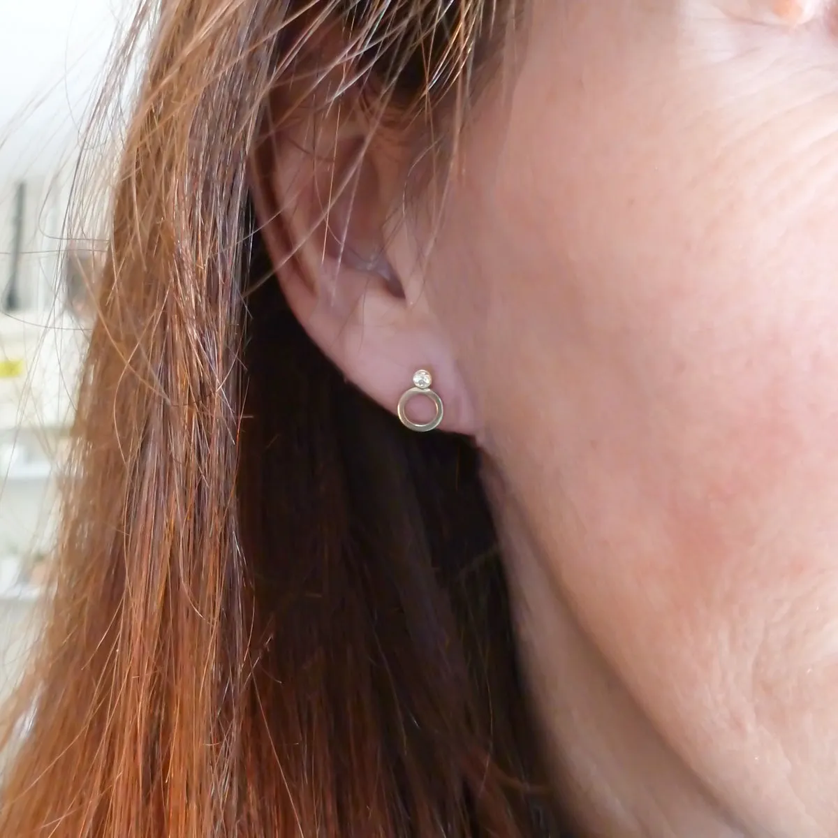 18ct white and yellow gold diamond contemporary earrings