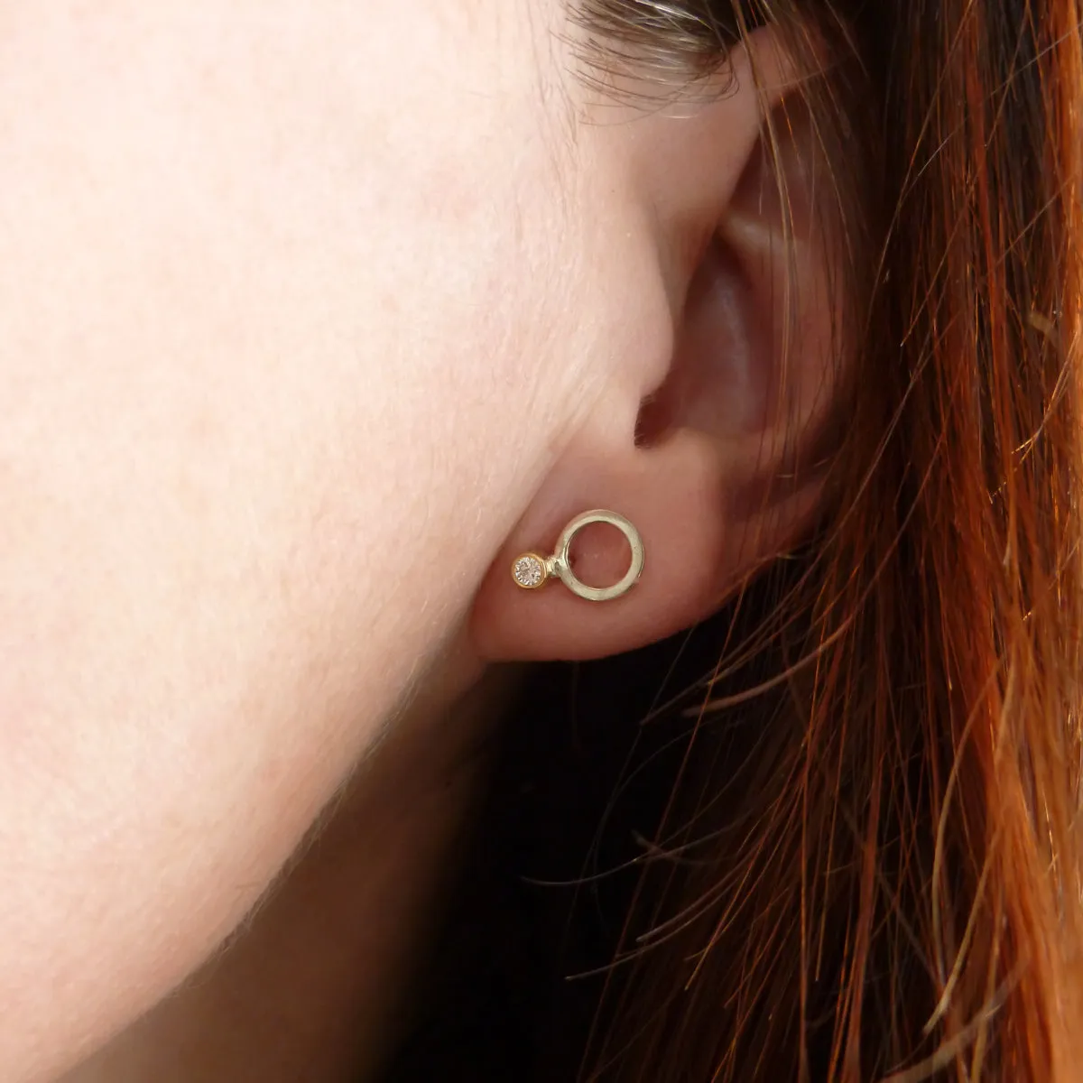 18ct white and yellow gold diamond contemporary earrings