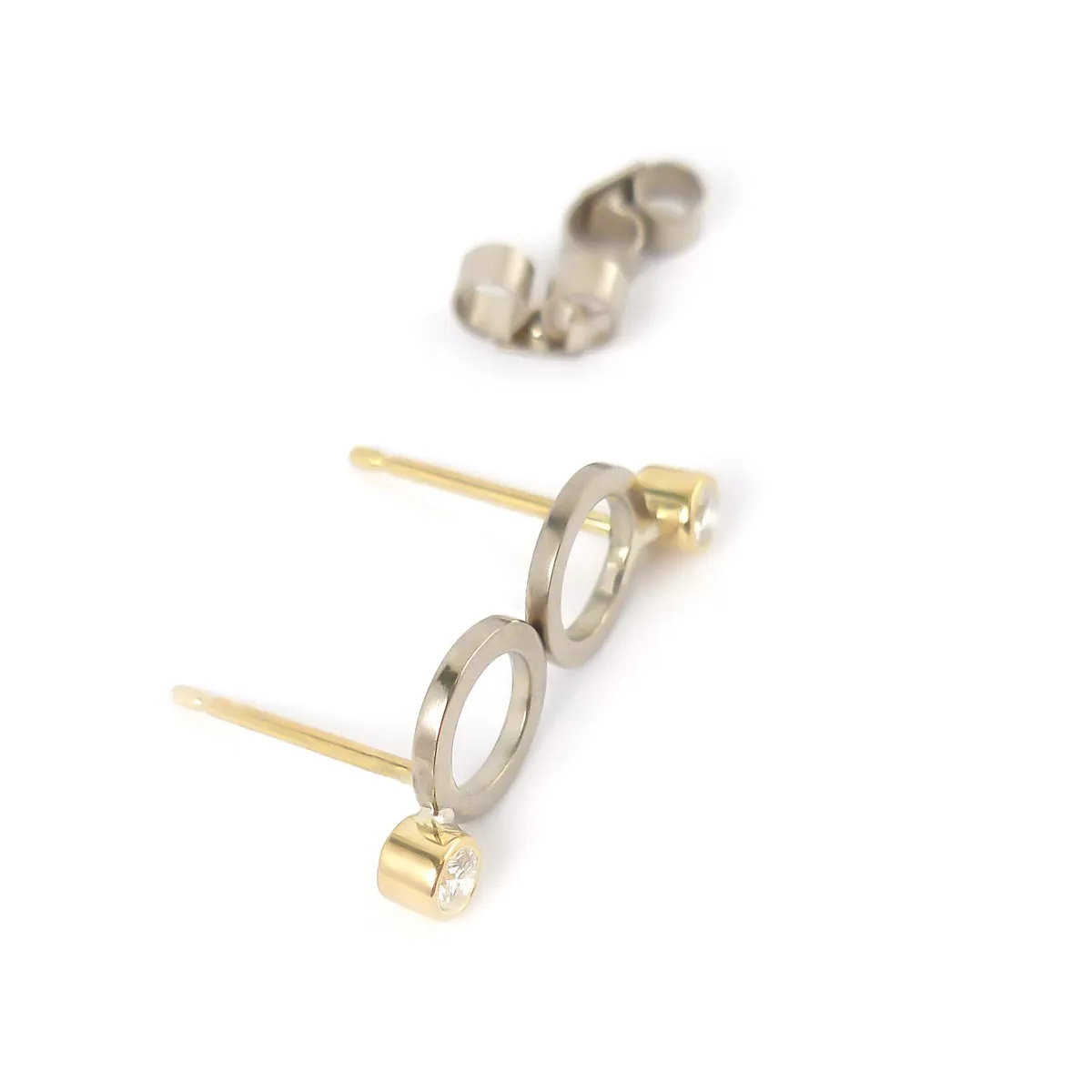 18ct white and yellow gold diamond contemporary earrings