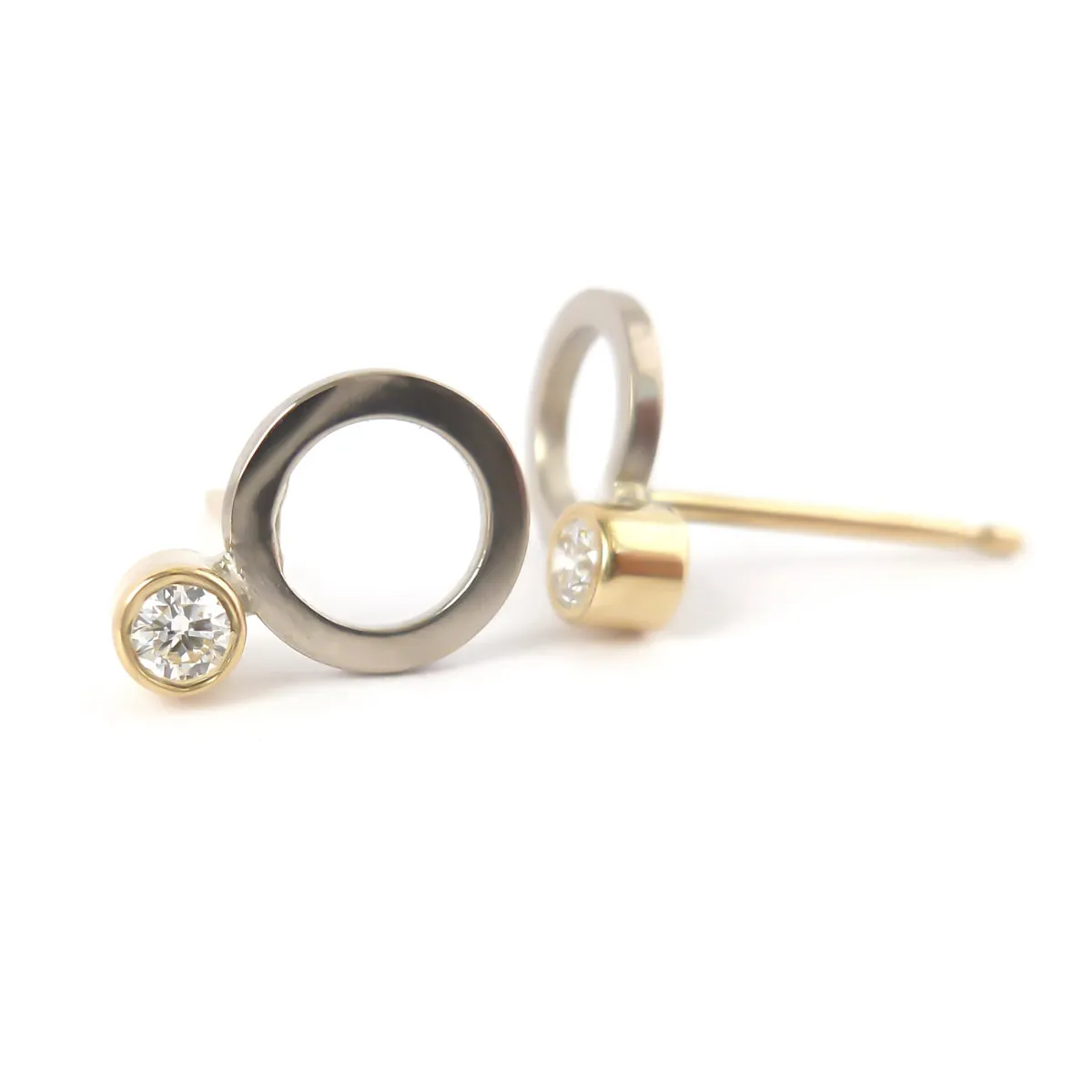 18ct white and yellow gold diamond contemporary earrings