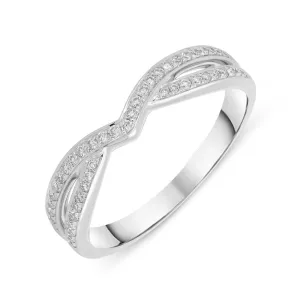18ct White Gold 0.21ct Diamond Pave Two Row Ring