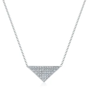 18ct White Gold Diamond Pave Triangular Pendant