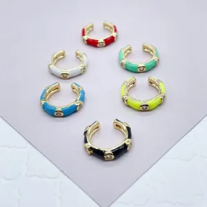 18k Gold Filled Colorful Enamel Ear Cuff Earrings Cubic Zirconia Details  Colored Jewelry