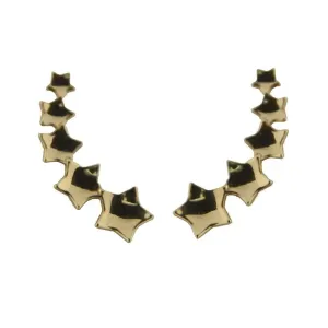 18K Yellow Gold Graduated Polished Stars Crawler Earrings