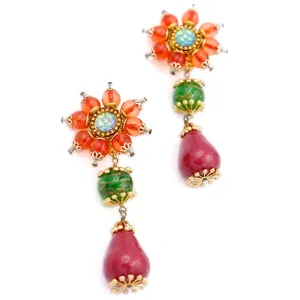 1990s Christian Lacroix Vintage Colorful Resin Drop Statement Earrings