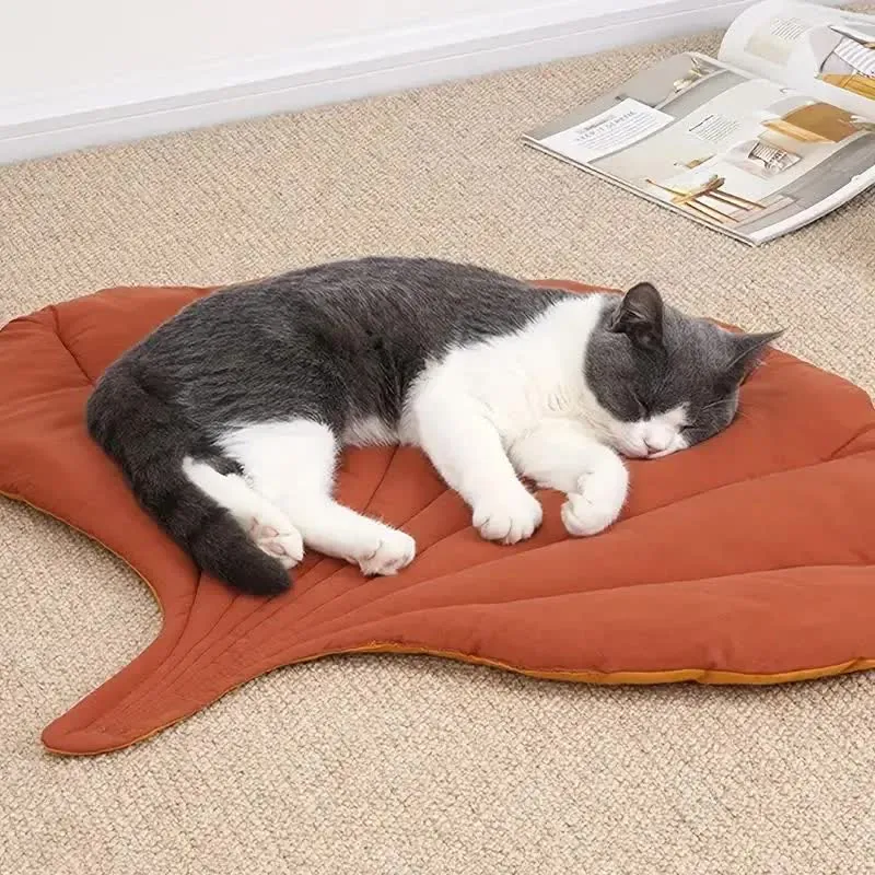 2 Pcs Yellow Leaf Pet Sleeping Mat | Dog Floor Pad | Cat Bed | Durable & Comfortable Design