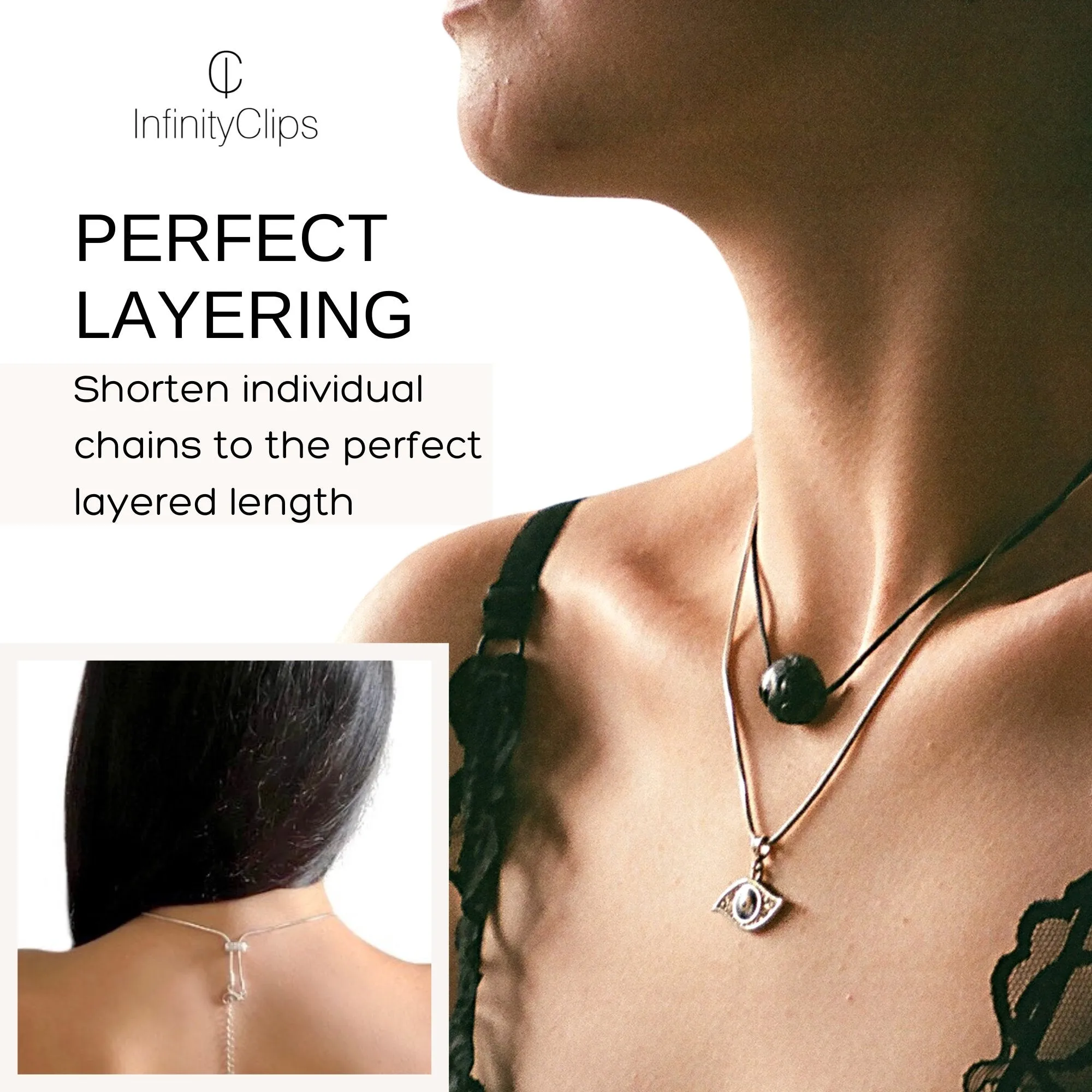 2-Piece Silver Small/Large Necklace Shortener Set