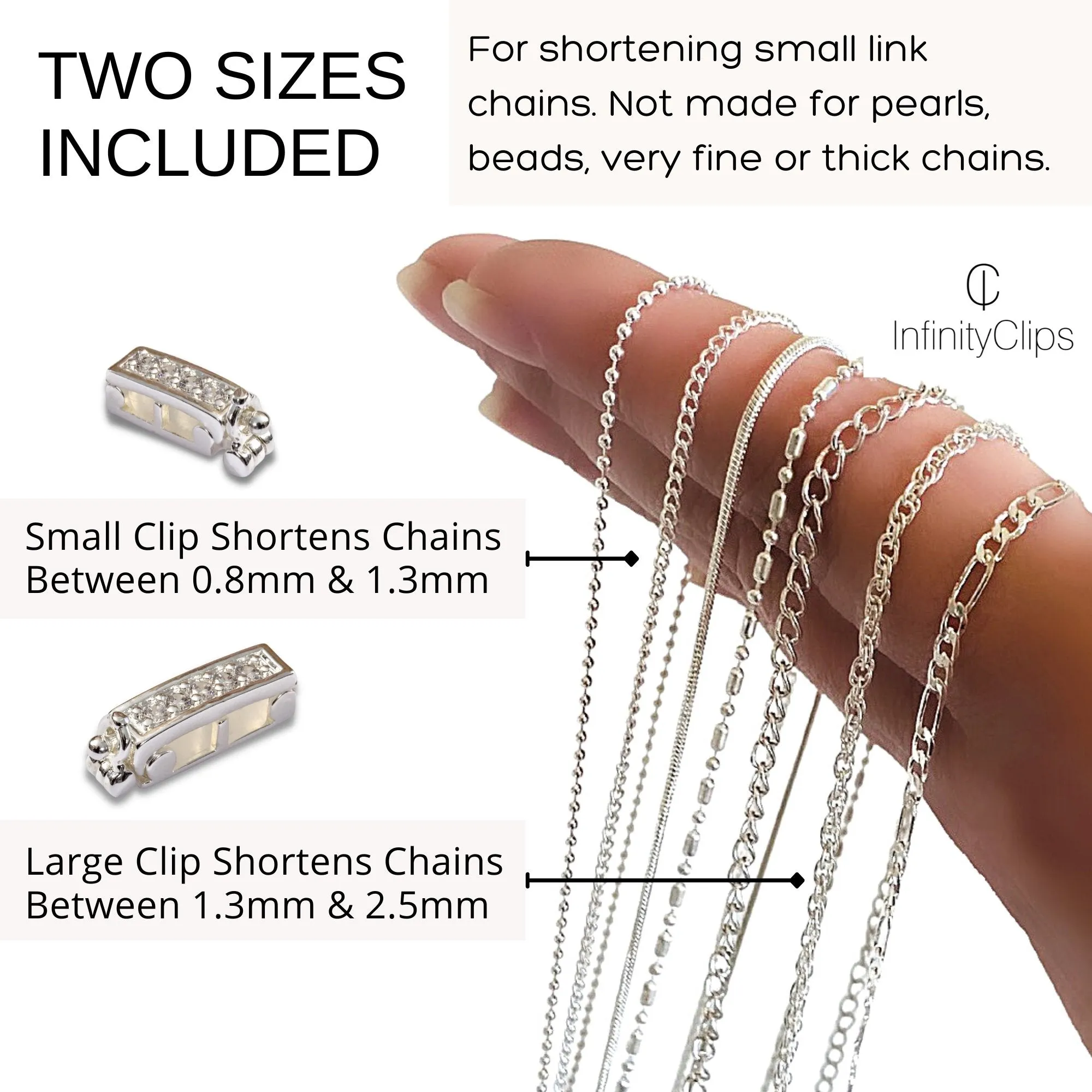 2-Piece Silver Small/Large Necklace Shortener Set