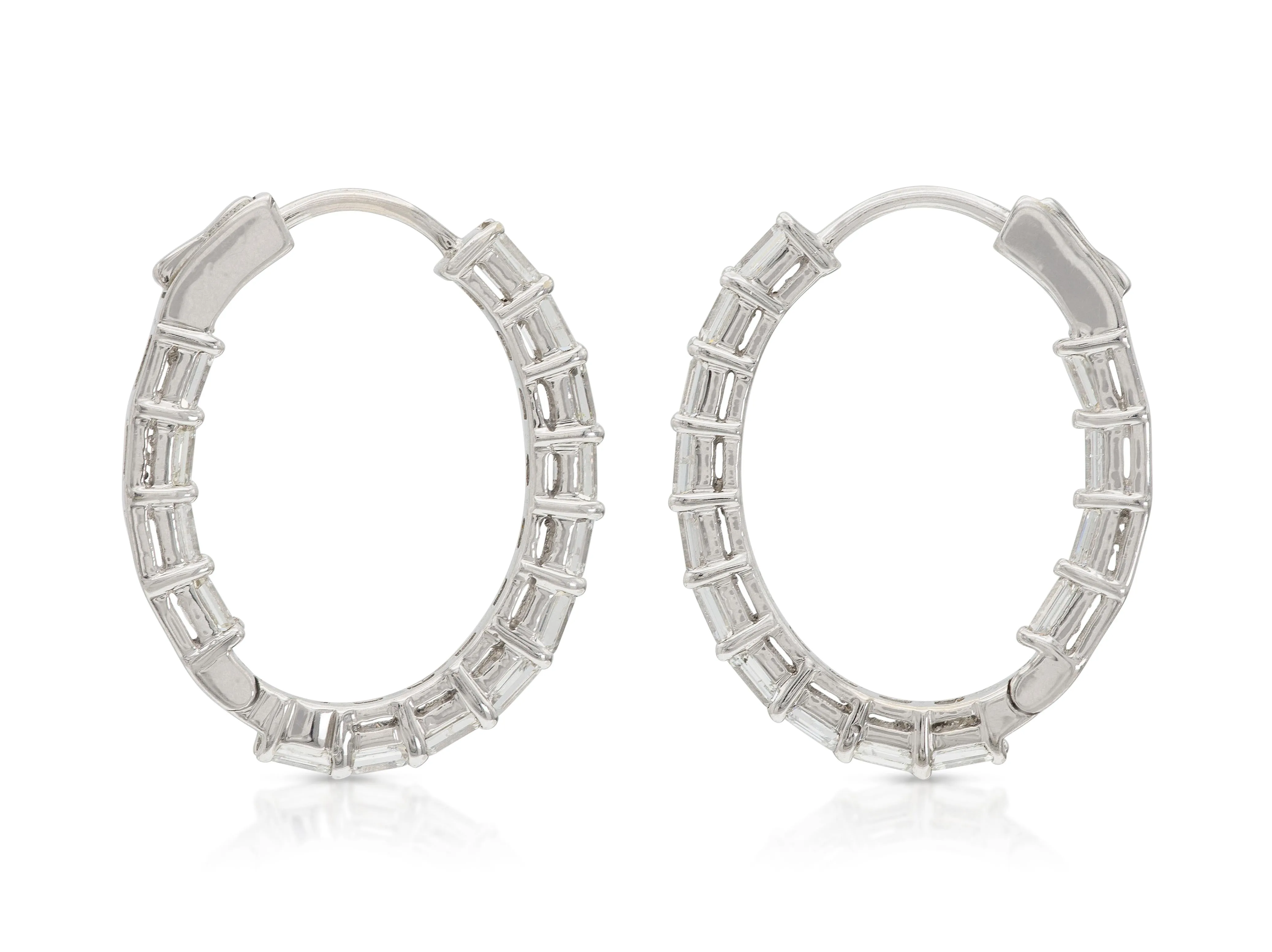 2.00 Carat Emerald Cut Diamond Oval Hoop Earrings