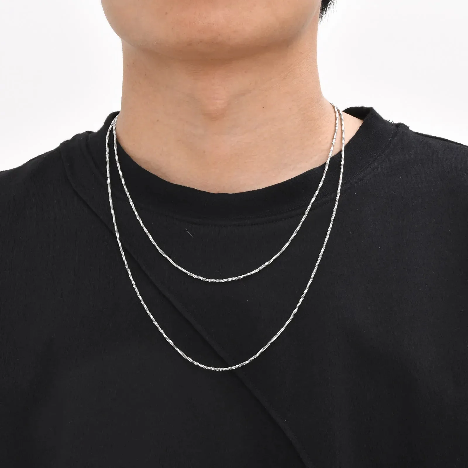 2mm Square Snake Chain Necklace for Men Boys