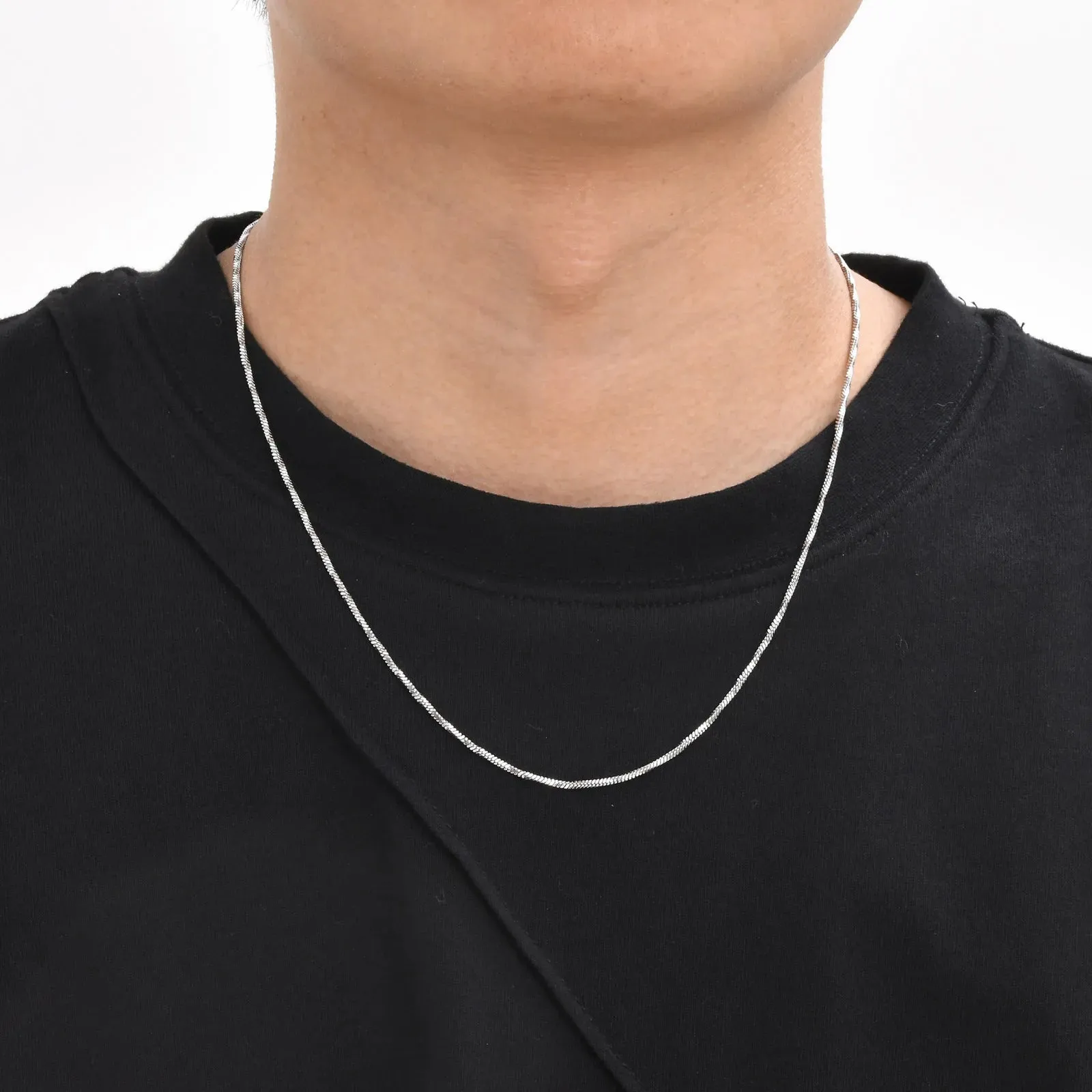 2mm Square Snake Chain Necklace for Men Boys
