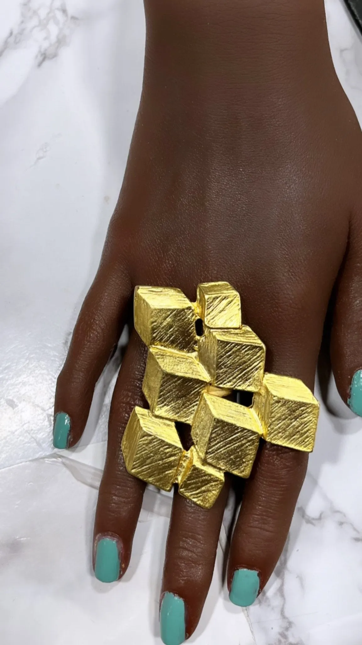 3-D plated Brass Statement Adjustable Ring