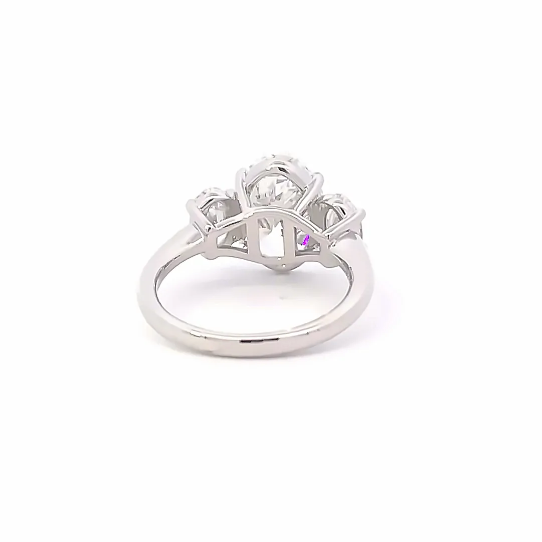 3 Diamond Oval Engagement Ring