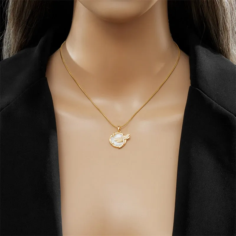 316L Stainless Steel Dragonfly Moon Heart Flowers Pendant Necklace For Women