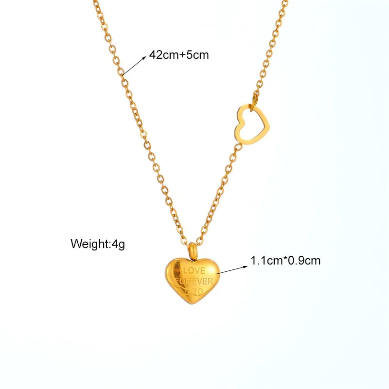 316L Stainless Steel Gold Color Heart Necklace For Women