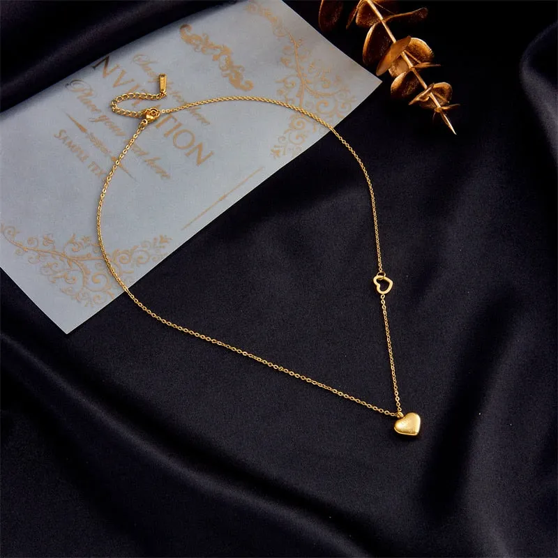 316L Stainless Steel Gold Color Heart Necklace For Women