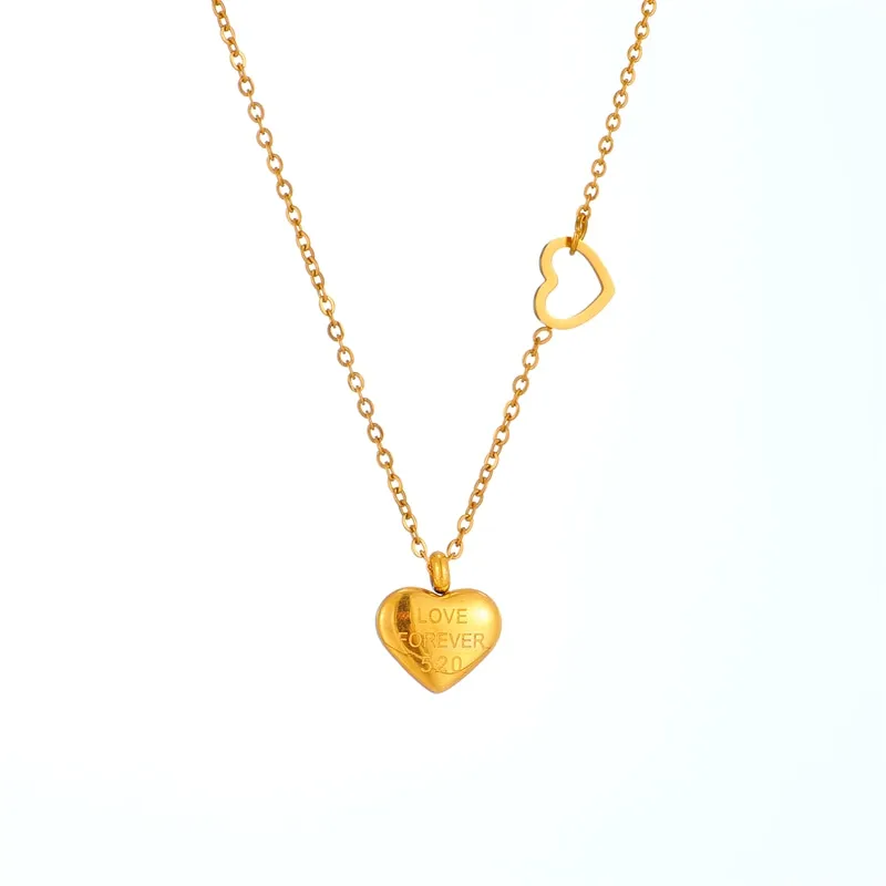316L Stainless Steel Gold Color Heart Necklace For Women
