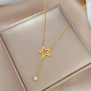 316L Stainless Steel Pentagram Star Long Pendant Pendant Necklace For Women