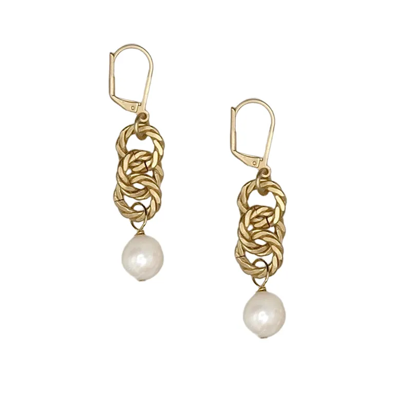 359-01-G | KARL CHAIN EARRING (WHITE ON GOLD)