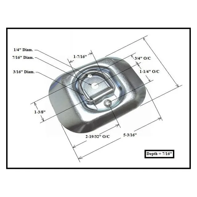 4-Pack Surface Mount Zinc Plated Rope Ring Tie Down - 2,500 lbs. BS