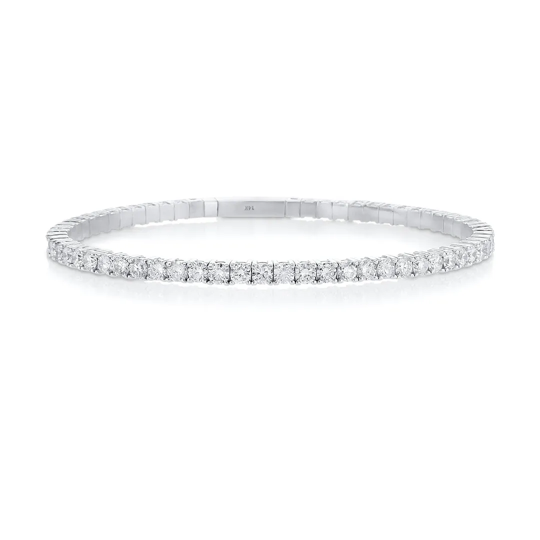 4.05 Cttw Round Diamond 14K White Gold Flex Bracelet