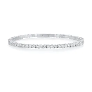 4.05 Cttw Round Diamond 14K White Gold Flex Bracelet