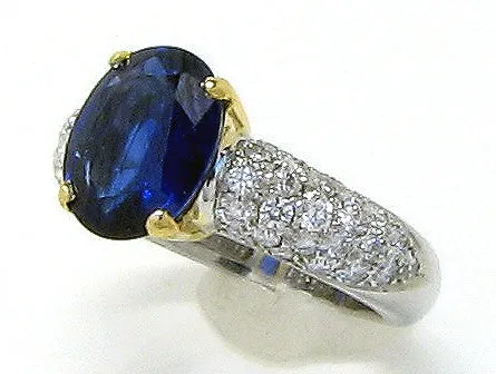 4.18ct Platinum & 18kt Sapphire & Diamond Ring
