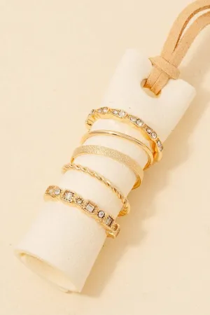 5Pc Mixed Texture Band Rings Set:
