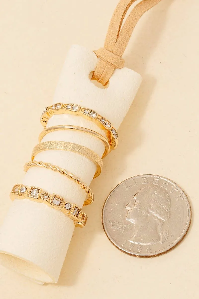 5Pc Mixed Texture Band Rings Set:
