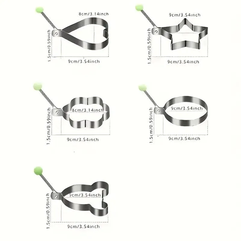 6-Pieces: Creative Stainless Steel Egg Cooking Ring Set