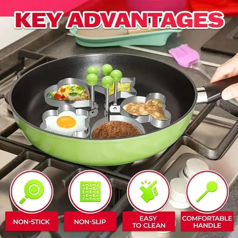 6-Pieces: Creative Stainless Steel Egg Cooking Ring Set