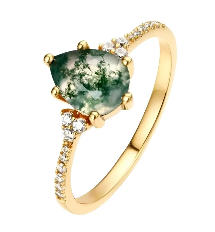 925 Silver Moss Agate ring