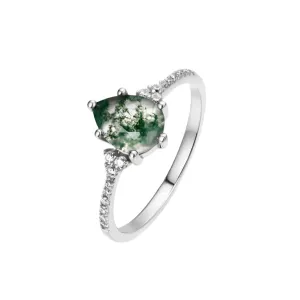 925 Silver Moss Agate ring