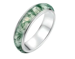 925 Silver Moss Agate Rings Stone