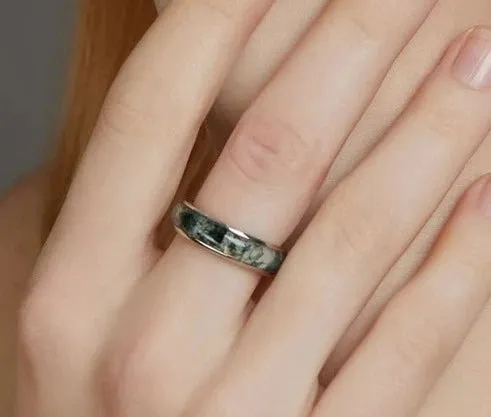 925 Silver Moss Agate Rings Stone