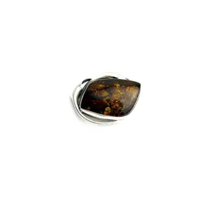 925 Sterling Silver & Genuine Green Baltic Amber Exlusive Unique Pendant - PD0135