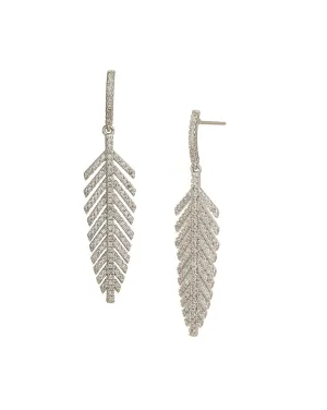 925 Sterling Silver Rhodium Plated Contemporary Cz Drop Earring