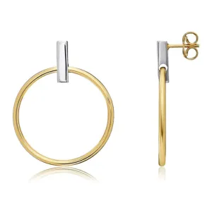 9ct Gold Two Tone Open Circle Drop Earrings