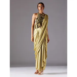 A Humming Way Mima Mounds Top With Draped Lungi Skirt and Living Stole- Dupatta