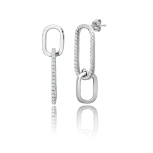 Achara Oblong Chain Style Zirconia Drop Earrings