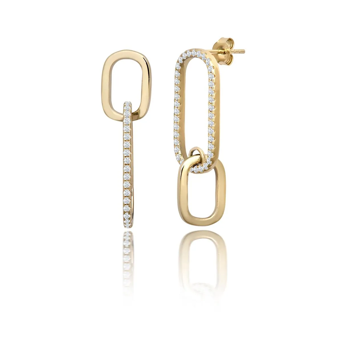 Achara Oblong Chain Style Zirconia Drop Earrings