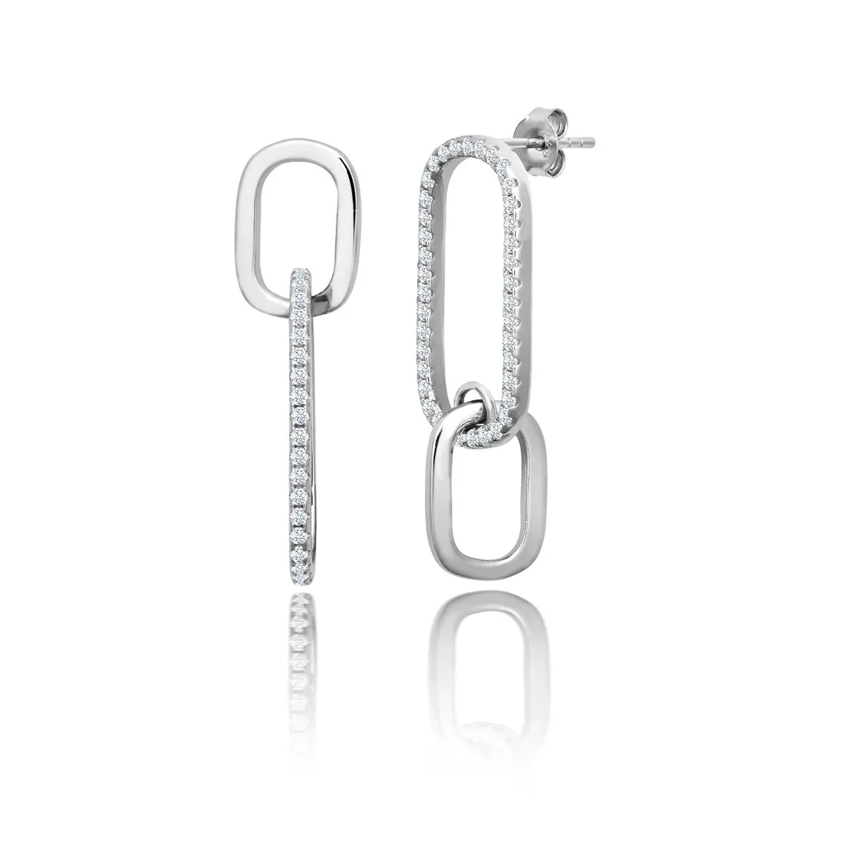 Achara Oblong Chain Style Zirconia Drop Earrings