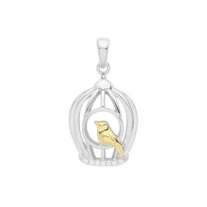 Acotis Silver Charm Rhodium Gold Plated Bird Cage G61070