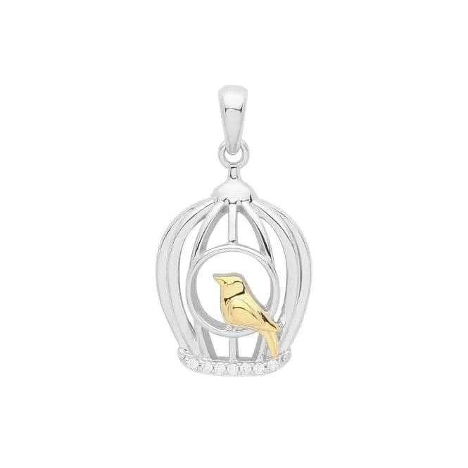 Acotis Silver Charm Rhodium Gold Plated Bird Cage G61070