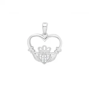 Acotis Silver Pendant Set Rhodium Zirconia Heart Cladgh G61060