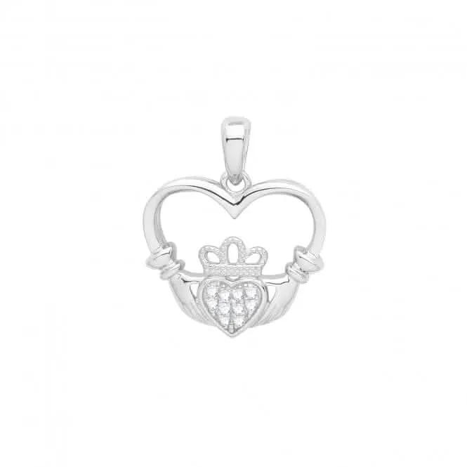 Acotis Silver Pendant Set Rhodium Zirconia Heart Cladgh G61060