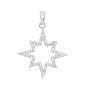 Acotis Silver Pendant Set Rhodium Zirconia Star G61083
