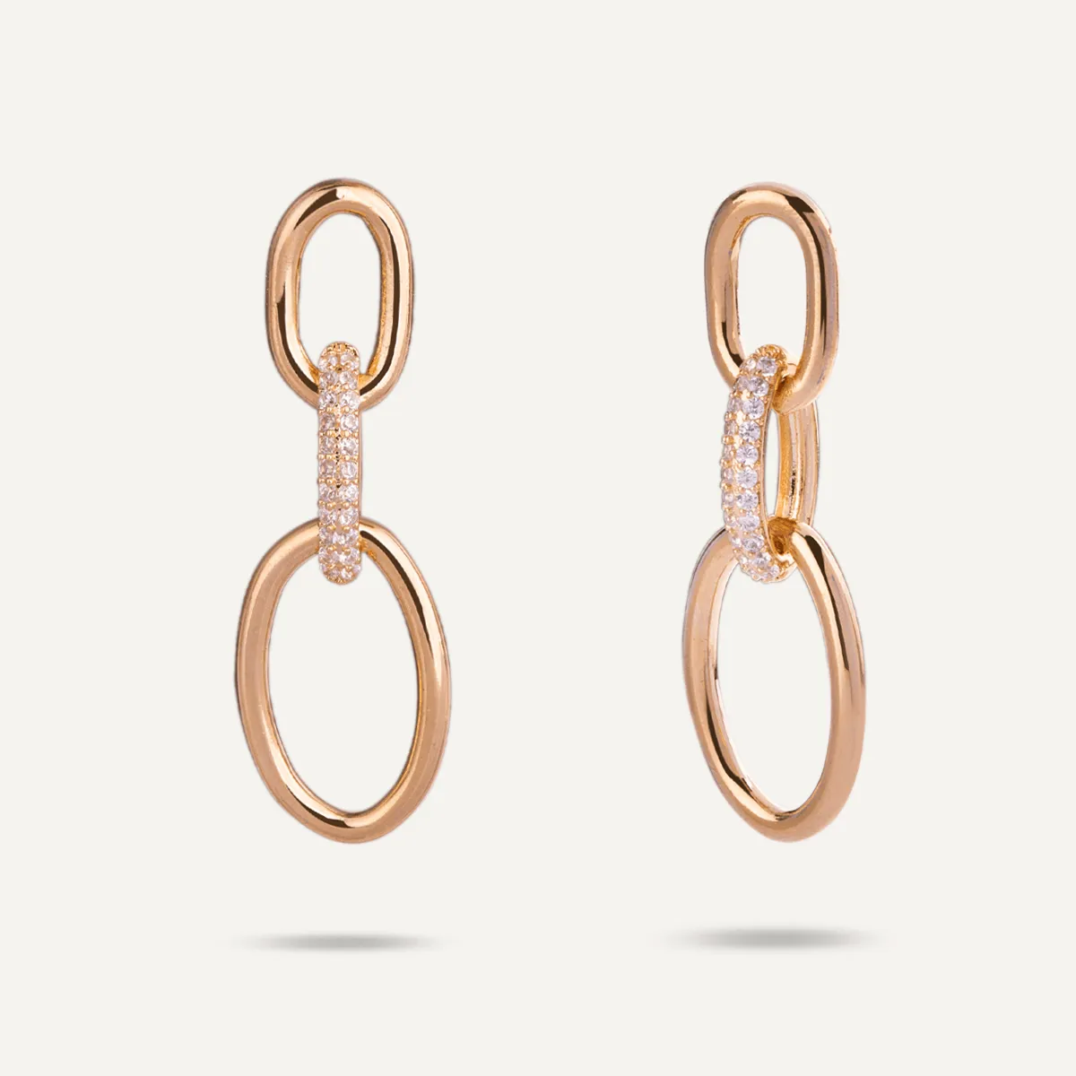 Alesha Contemporary Cubic Zirconia Chain-Link Earrings In Gold-Tone