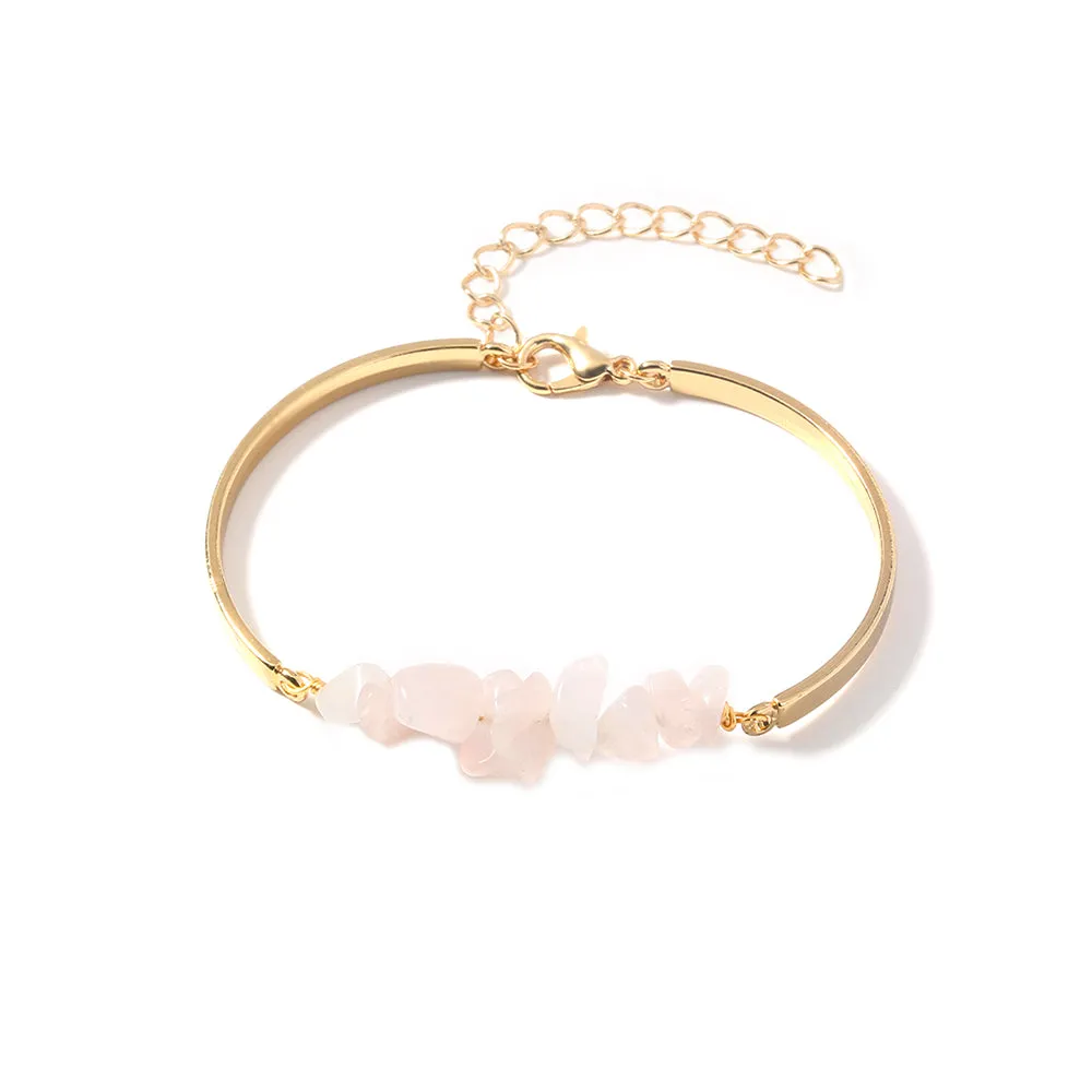 Alloy Crescent Natural Stone Bracelet